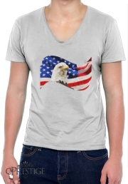 T-Shirt homme Col V American Eagle and Flag