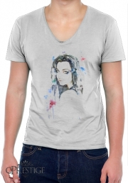 T-Shirt homme Col V Amy Lee Evanescence watercolor art
