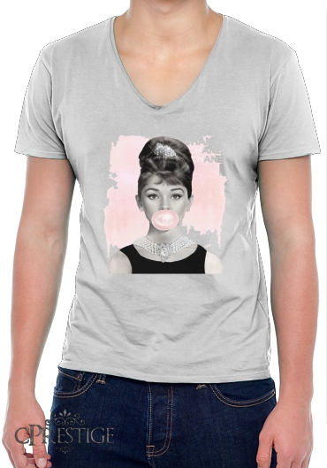T-Shirt homme Col V Audrey Hepburn bubblegum