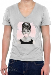 T-Shirt homme Col V Audrey Hepburn bubblegum