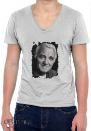 T-Shirt homme Col V Aznavour Hommage Fan Tribute