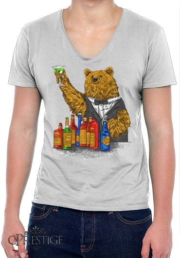 T-Shirt homme Col V Bartender Bear