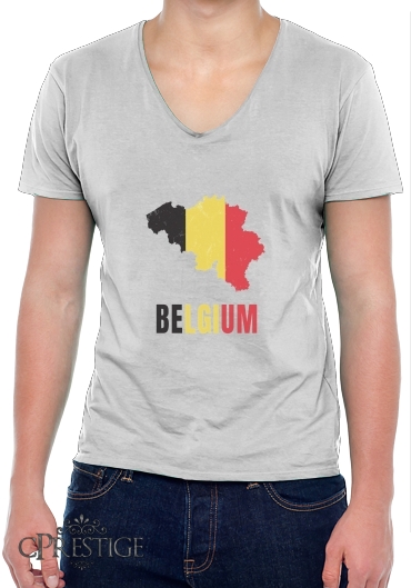 T-Shirt homme Col V Drapeau Belgique