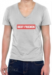 T-Shirt homme Col V BFF Best Friends Pink