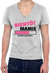 T-Shirt homme Col V Bientôt Mamie Cadeau annonce naissance