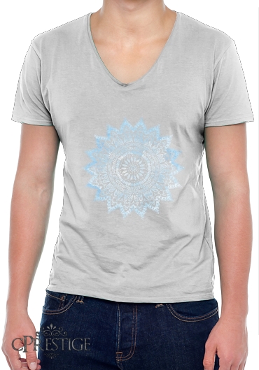 T-Shirt homme Col V Bohemian Flower Mandala in Blue