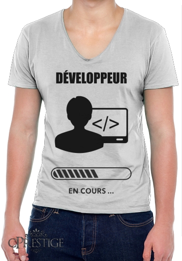 T-Shirt homme Col V Cadeau étudiant développeur informaticien