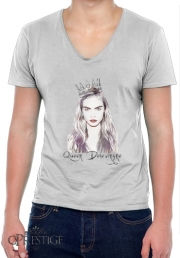 T-Shirt homme Col V Cara Delevingne Queen Art