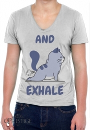 T-Shirt homme Col V Cat Yoga Exhale