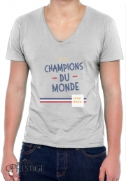 T-Shirt homme Col V Champion du monde 2018 Supporter France
