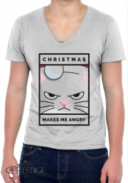 T-Shirt homme Col V Christmas makes me Angry cat