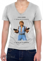 T-Shirt homme Col V Chuck Norris Against Covid
