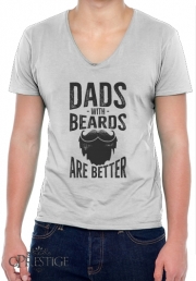 T-Shirt homme Col V Les papas avec une barbe sont les meilleurs