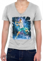 T-Shirt homme Col V Djokovic Painting art