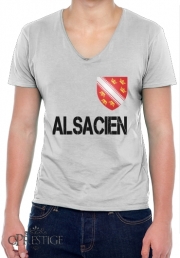 T-Shirt homme Col V Drapeau alsacien Alsace Lorraine