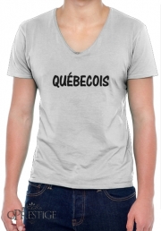 T-Shirt homme Col V Drapeau Quebec Peinture