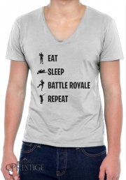 T-Shirt homme Col V Eat Sleep Battle Royale Repeat