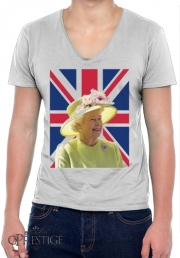 T-Shirt homme Col V Elizabeth 2 Uk Queen