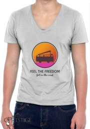 T-Shirt homme Col V Feel The freedom on the road