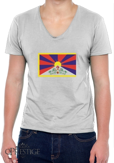 T-Shirt homme Col V Flag Of Tibet