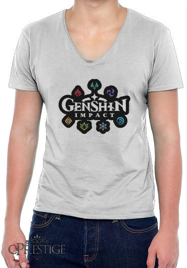 T-Shirt homme Col V Genshin impact elements