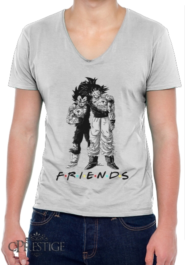 T-Shirt homme Col V Goku X Vegeta as Friends