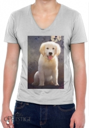 T-Shirt homme Col V Golden Retriever Puppy