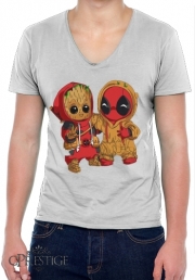 T-Shirt homme Col V Groot x Deadpool
