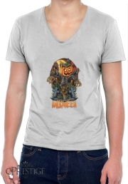 T-Shirt homme Col V Halloween Pumpkin Crow Graveyard