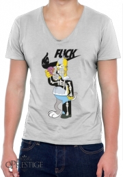 T-Shirt homme Col V Home Simpson Parodie X Bender Bugs Bunny Zobmie donuts