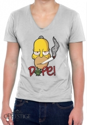 T-Shirt homme Col V Homer Dope Weed Smoking Cannabis