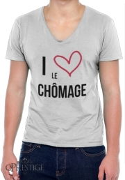 T-Shirt homme Col V I love chomage