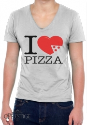 T-Shirt homme Col V I love Pizza