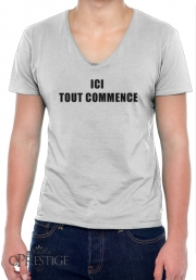 T-Shirt homme Col V Ici tout commence