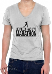 T-Shirt homme Col V Je peux pas j'ai marathon