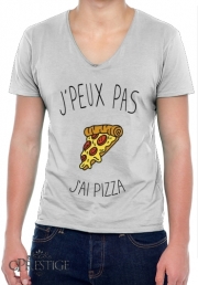 T-Shirt homme Col V Je peux pas j'ai pizza