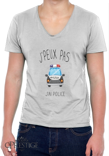 T-Shirt homme Col V Je peux pas jai Police