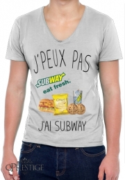 T-Shirt homme Col V Je peux pas j'ai subway