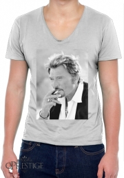 T-Shirt homme Col V johnny hallyday Smoke Cigare Hommage