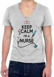 T-Shirt homme Col V Keep calm I am a nurse