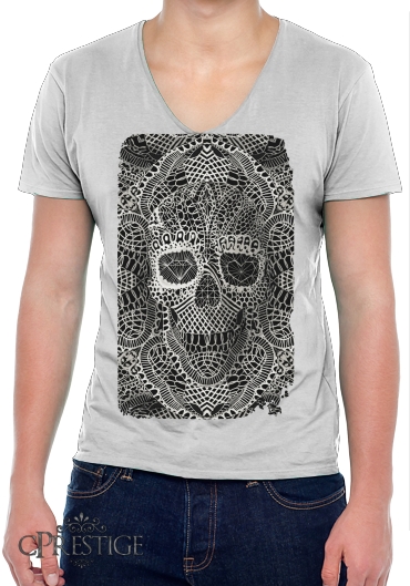T-Shirt homme Col V Lace Skull