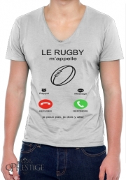 T-Shirt homme Col V Le rugby m'appelle