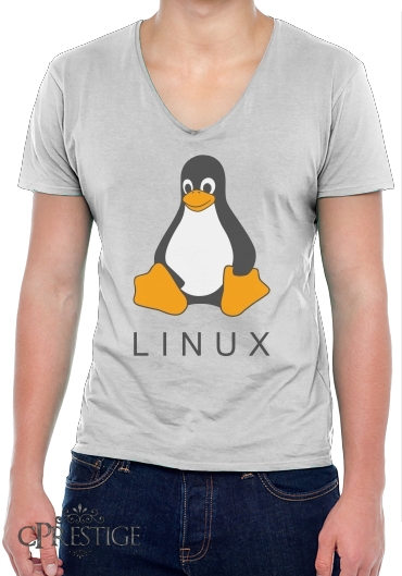 T-Shirt homme Col V Linux Hébergement