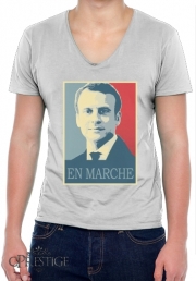 T-Shirt homme Col V Macron Propaganda En marche la France