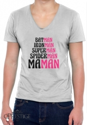 T-Shirt homme Col V Maman Super heros