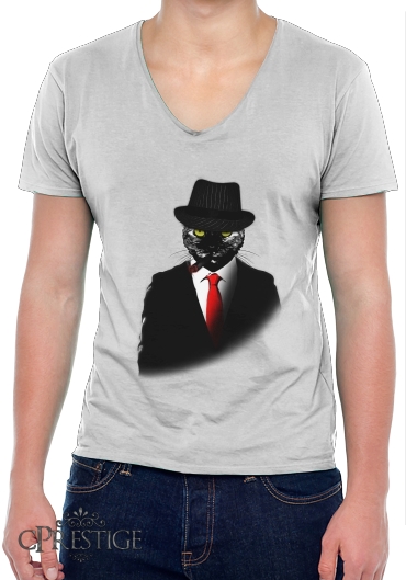 T-Shirt homme Col V Mobster Cat