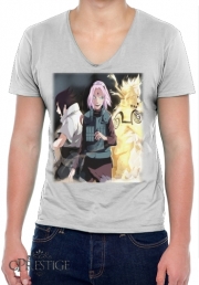 T-Shirt homme Col V Naruto Sakura Sasuke Team7
