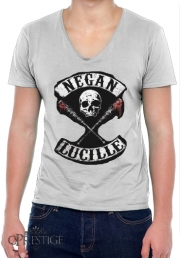 T-Shirt homme Col V Negan Skull Lucille twd