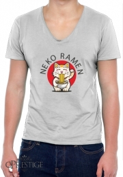 T-Shirt homme Col V Neko Ramen Cat