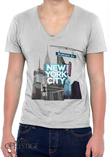T-Shirt homme Col V New York City II [blue]